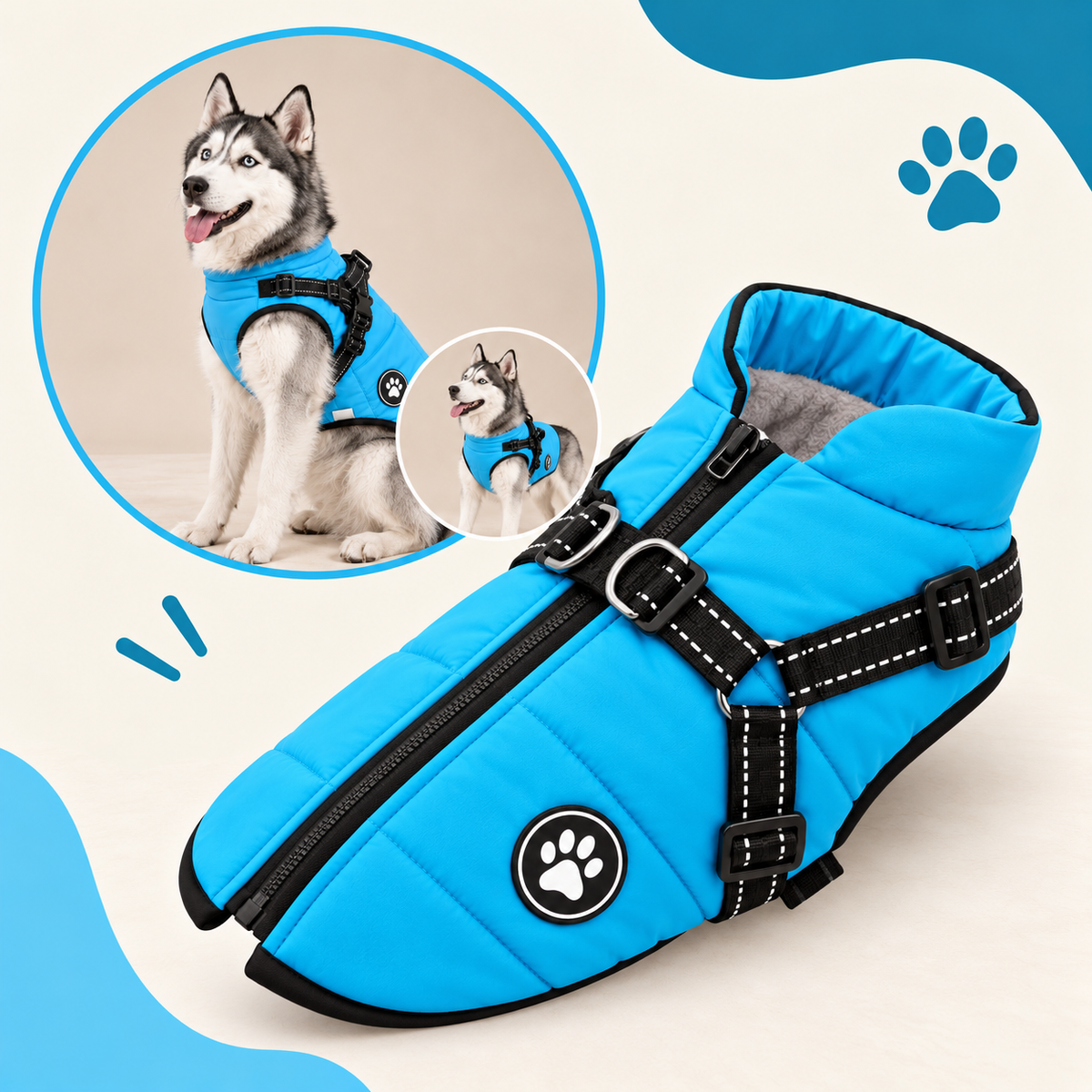 Manteau-Harnais MUSEAU™ — Le 2-en-1 qui change les balades de votre chien