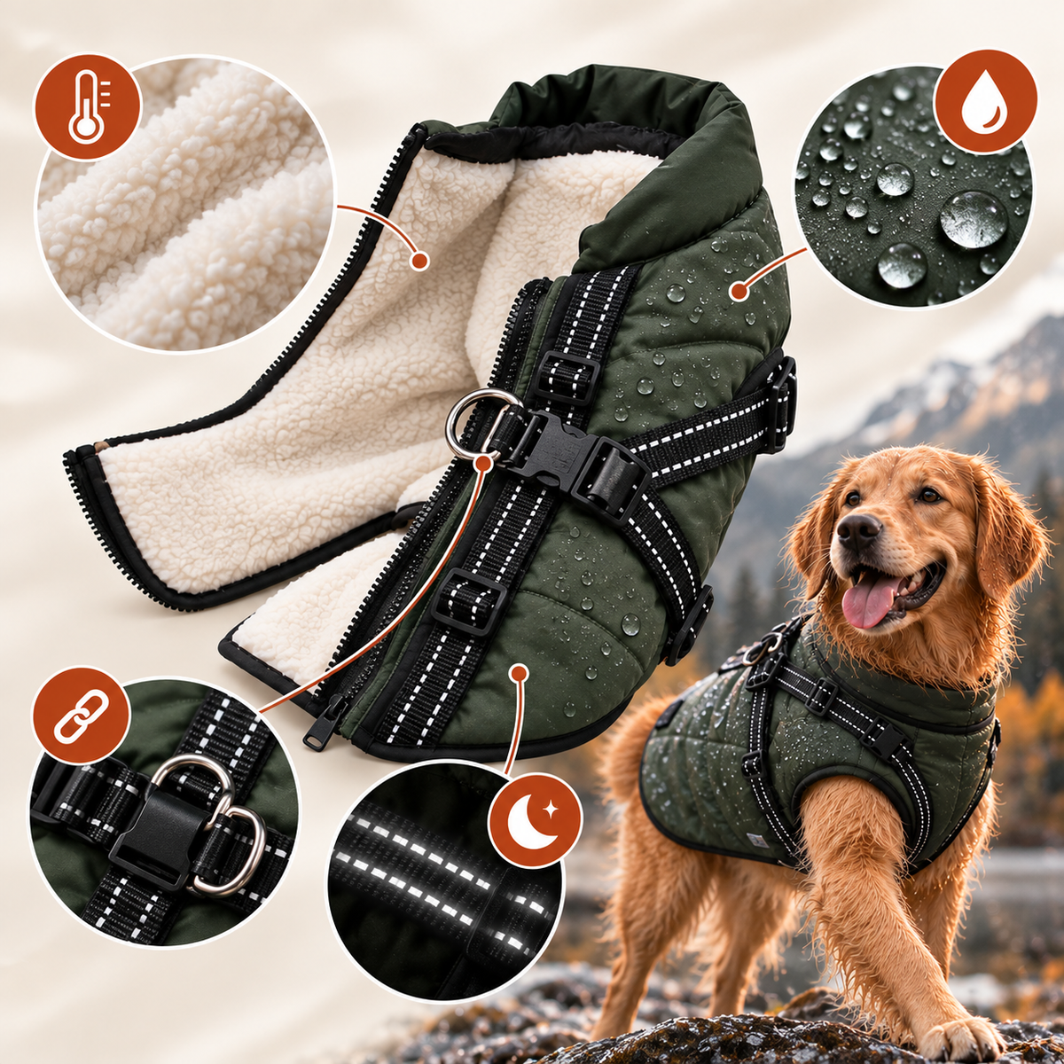 Manteau-Harnais MUSEAU™ — Le 2-en-1 qui change les balades de votre chien